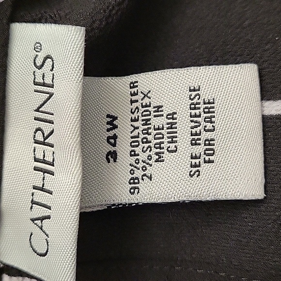 Women’s  Catherine’s Black White Stripe Wide Leg Belted Jumpsuit Size 34W - Picture 14 of 14